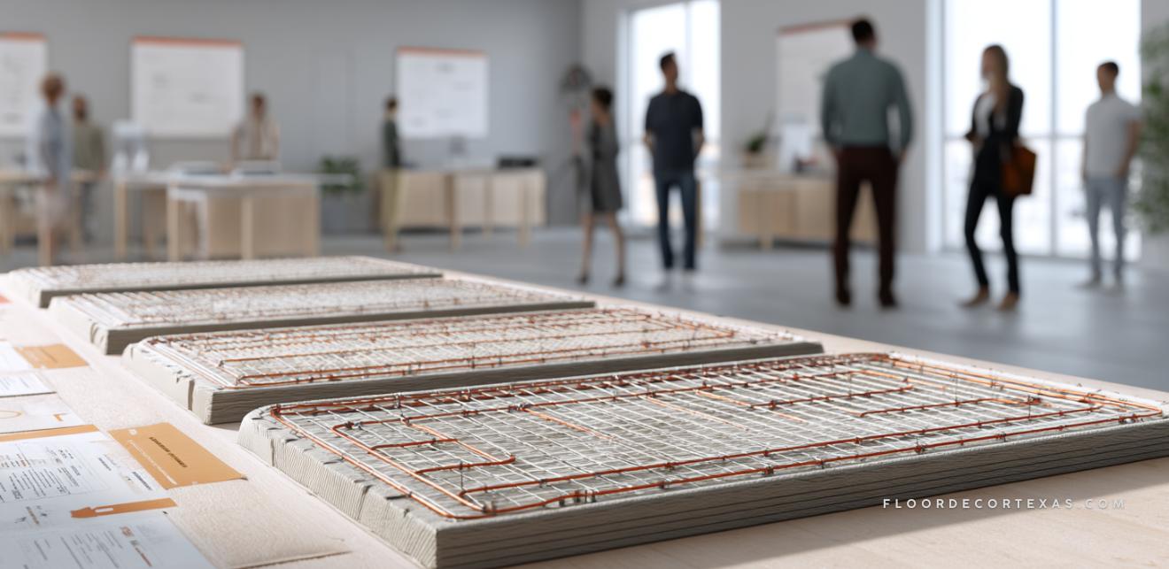 DIYer explaining heating floor materials and installation