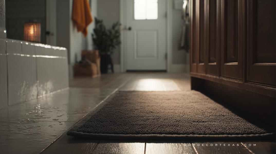 Preventative care for laminate flooring with mats, sealant, and cleaning a spill