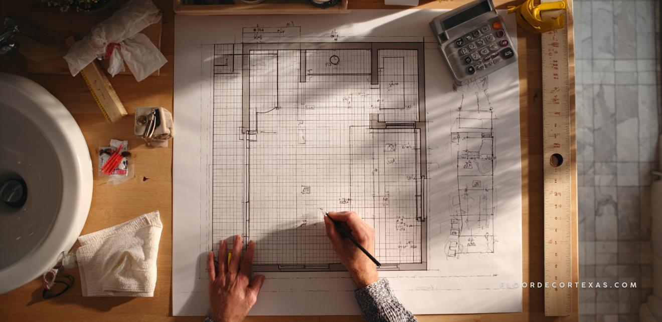 Man sketching a plan for heated floors