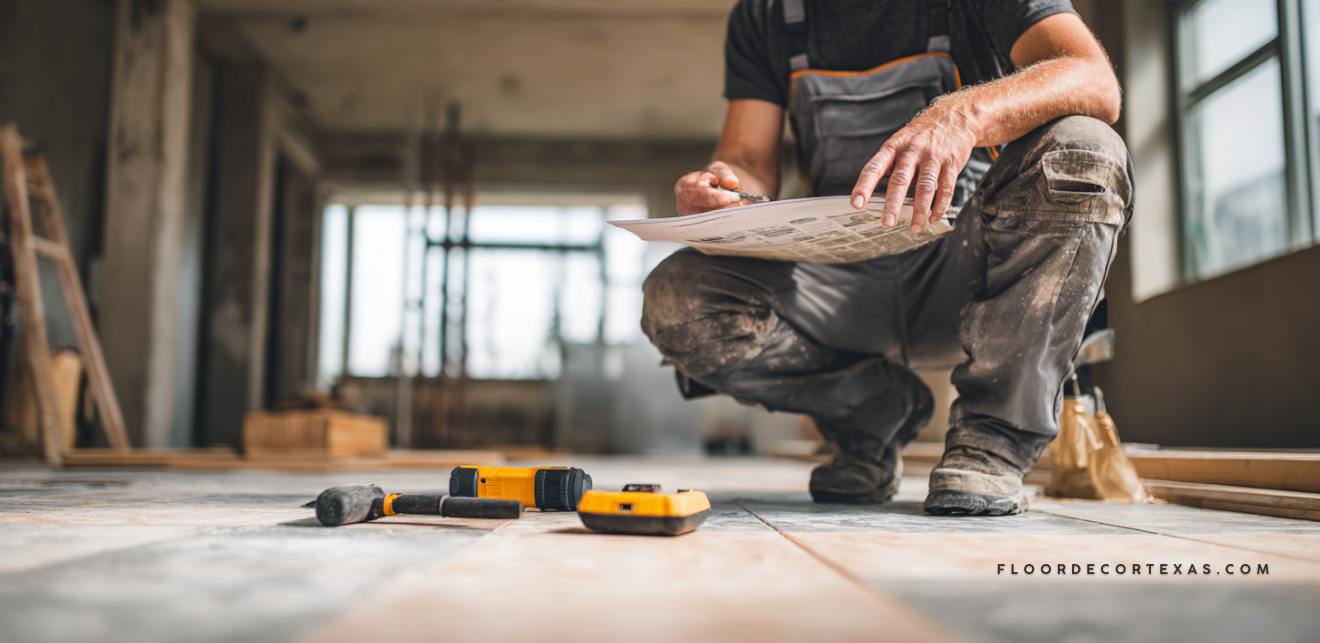 A technician Installing heated floors