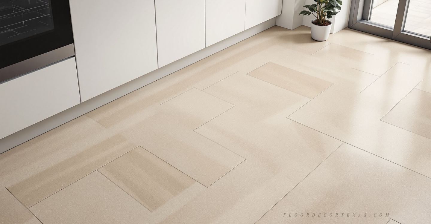 Compact kitchen with large tiles and minimal grout lines for a seamless visual flow