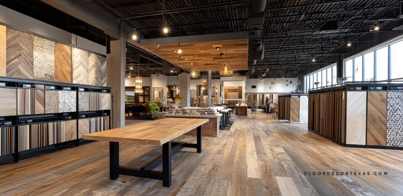 Showcasing flooring at a Floor Decor showroom in Texas