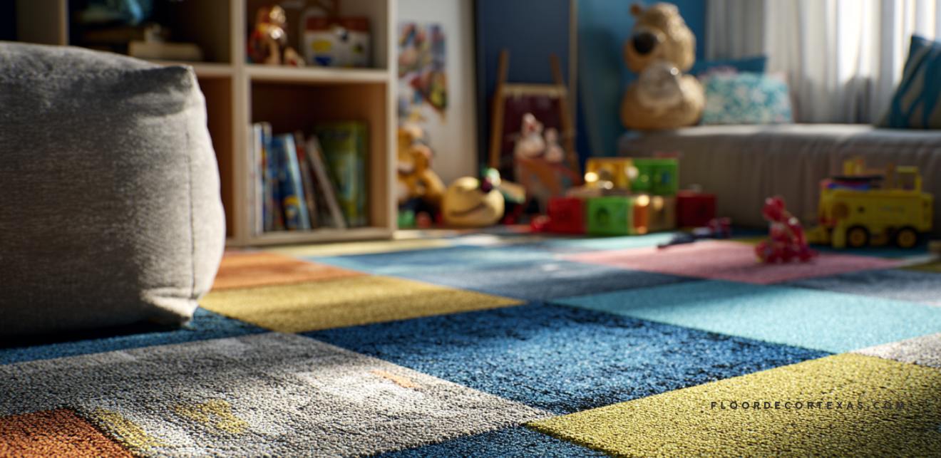 Colored flooring in play area