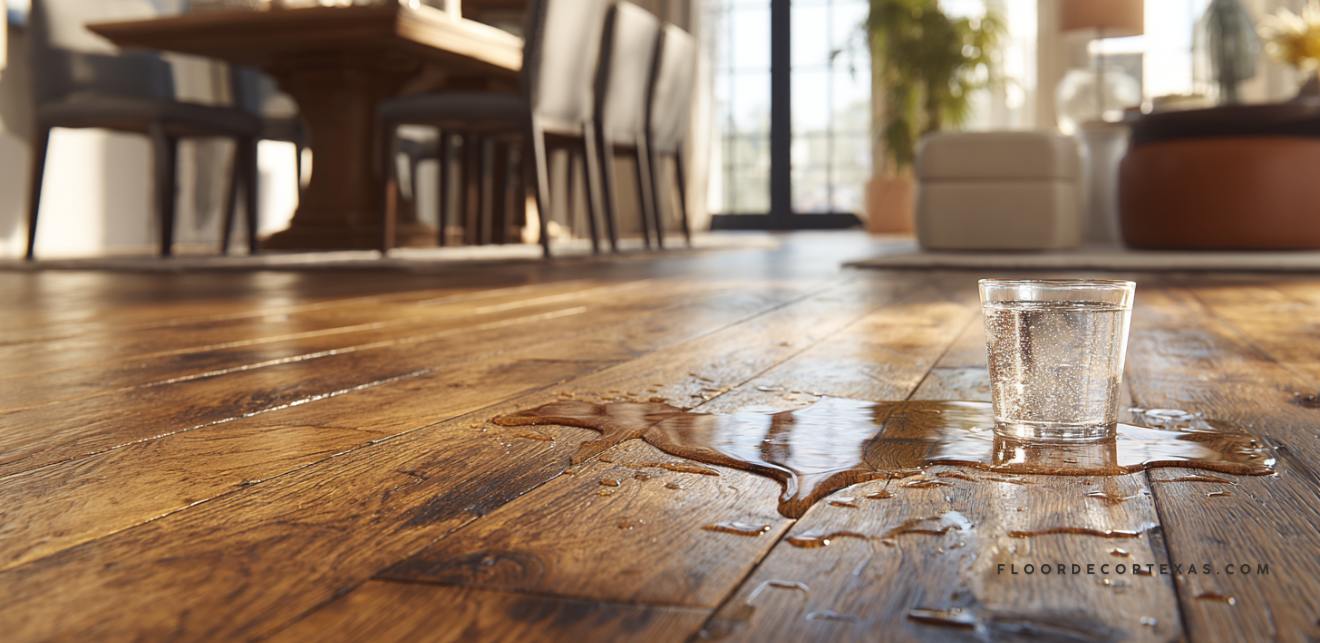 Engineered hardwood flooring in living area