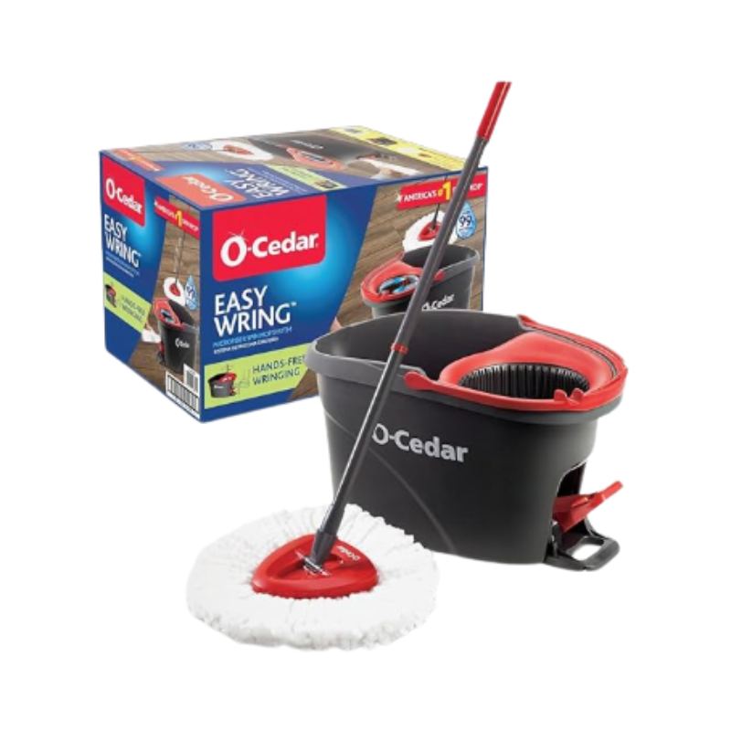 Spin mop system for well-wrung marble floor cleaning