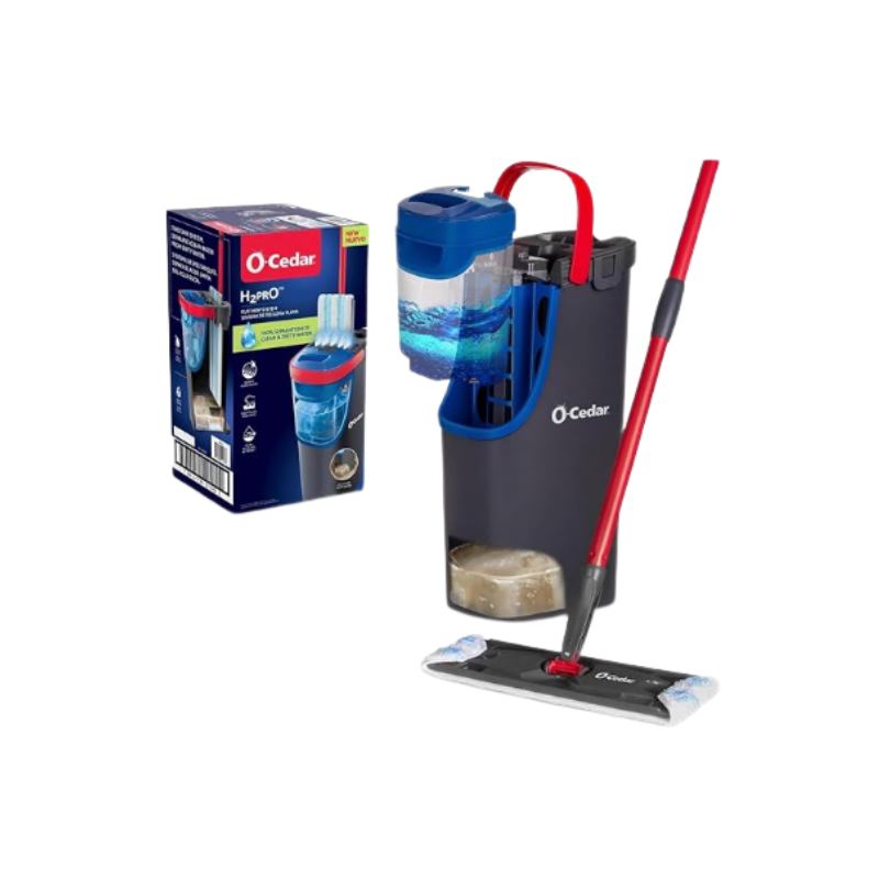 Dual-tank flat mop system for cleaning marble floors