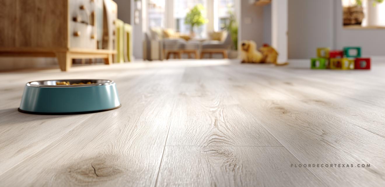 Family room with luxury vinyl plank flooring